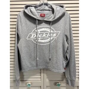 Dickies Gray Logo Graphic‎ Sweatshirt Size XL Semi Crop Kangaroo Pocket Soft